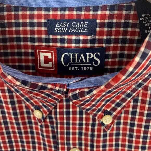 100% Cotton Long Sleeve Dress check Shirts for Men Size large  CHAPS - Picture 3 of 15